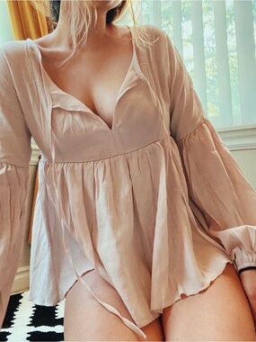 ePretty Blush Long Sleeve Babydoll Peasant Top